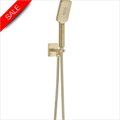 JTP Showers - Hix Square Water Outlet With Holder, Hose & Hand Shower